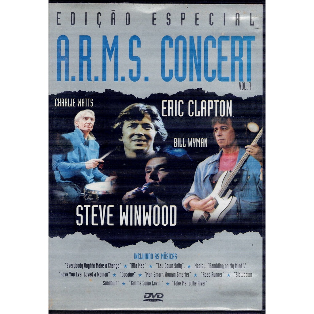 DVD A.R.M.S. CONCERT  (Vol. 1) 1983 com Eric Clapton. Steve Winwood, Bill Wyman, Charlie Watts etc