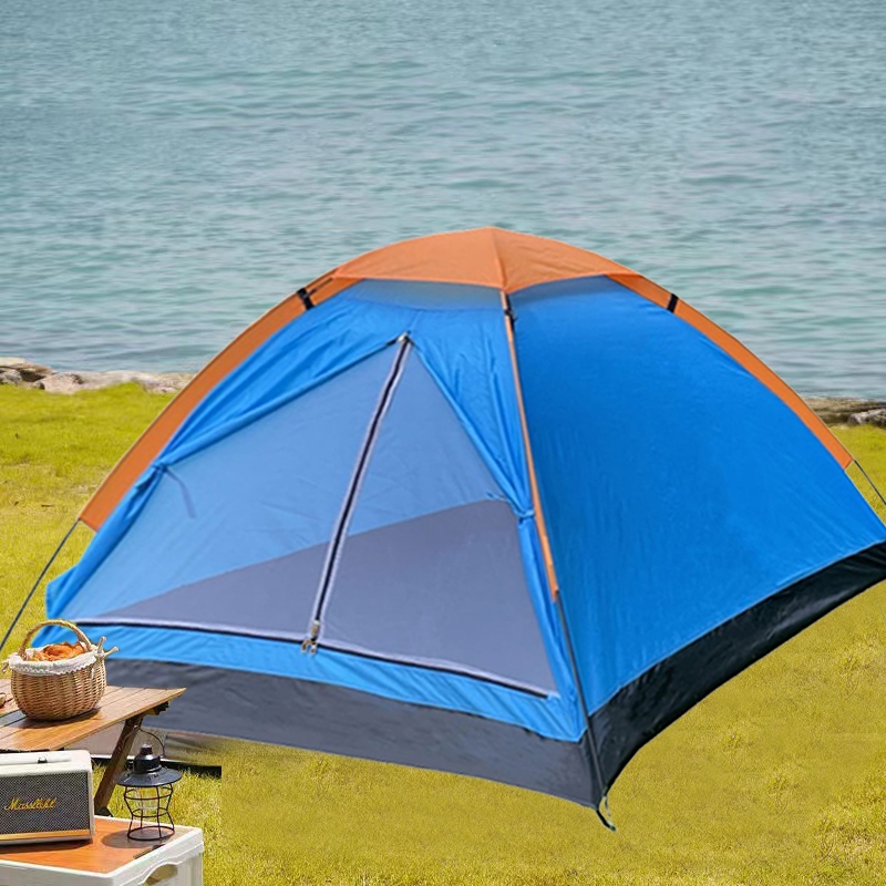 Barraca Iglu 3-4 Pessoas Acampamento Camping Lazer Impermeável Cor Azul/amarelo