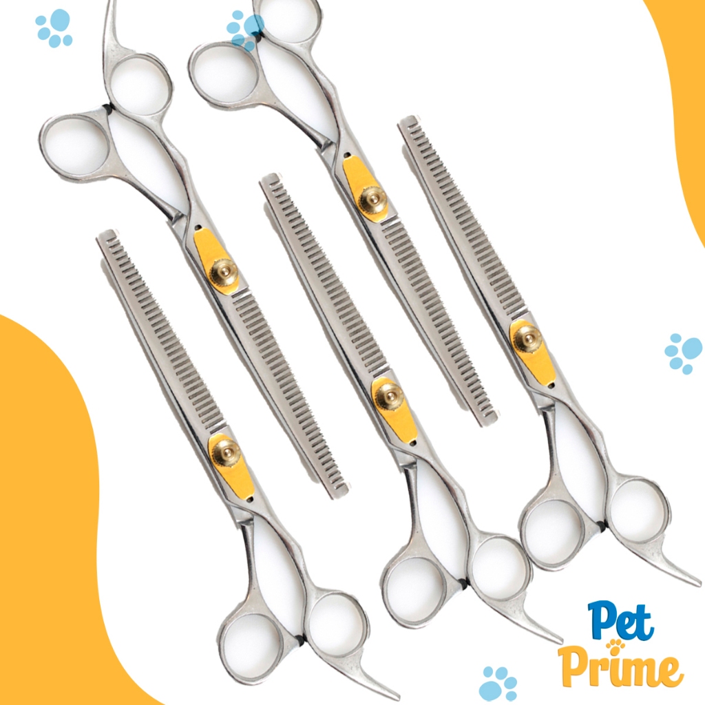Kit 5 Tesoura Aço Semi Dentada 16cm Para Pet Savana