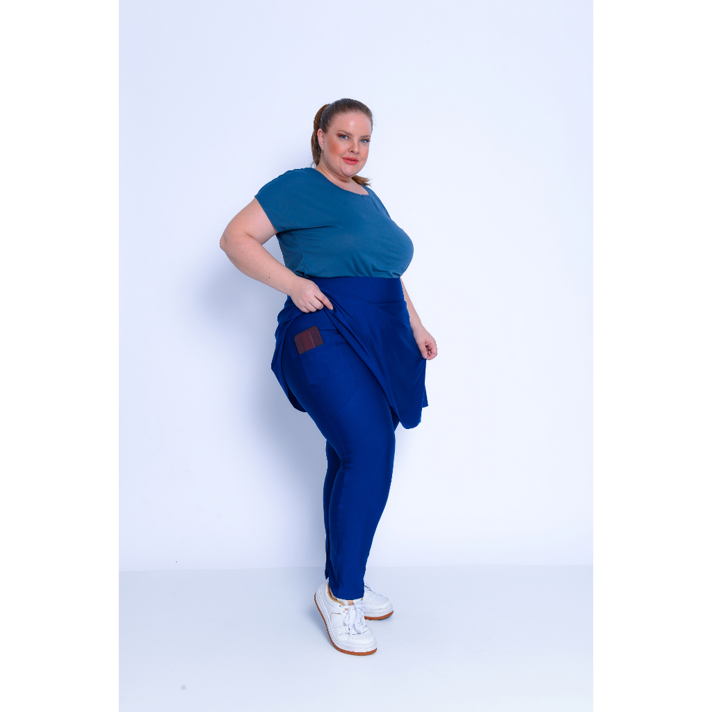 Calça Legging Saia Com Bolso Roupa Fitness Modestia Para Academia