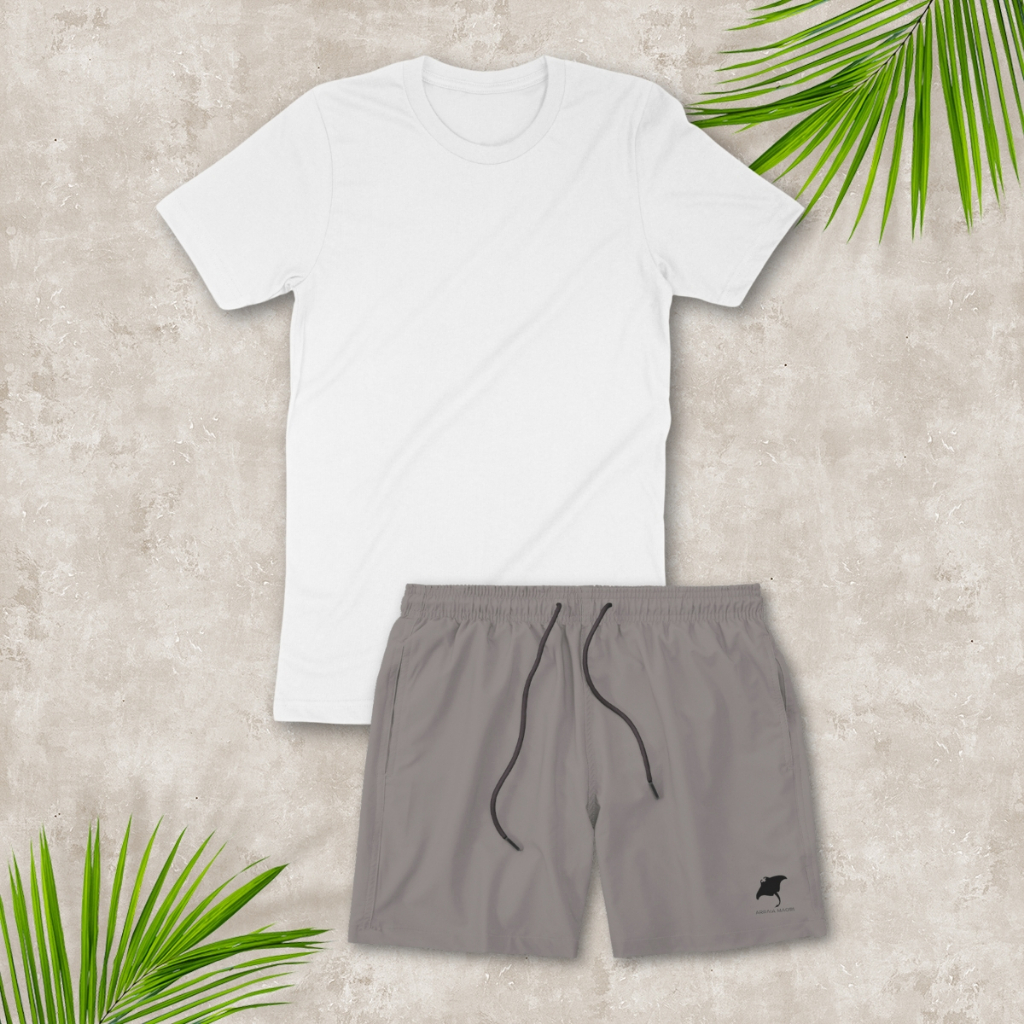 Conjunto Masculino Camiseta 100% Algodão Básico e Short Elastano Academia Verão Casual