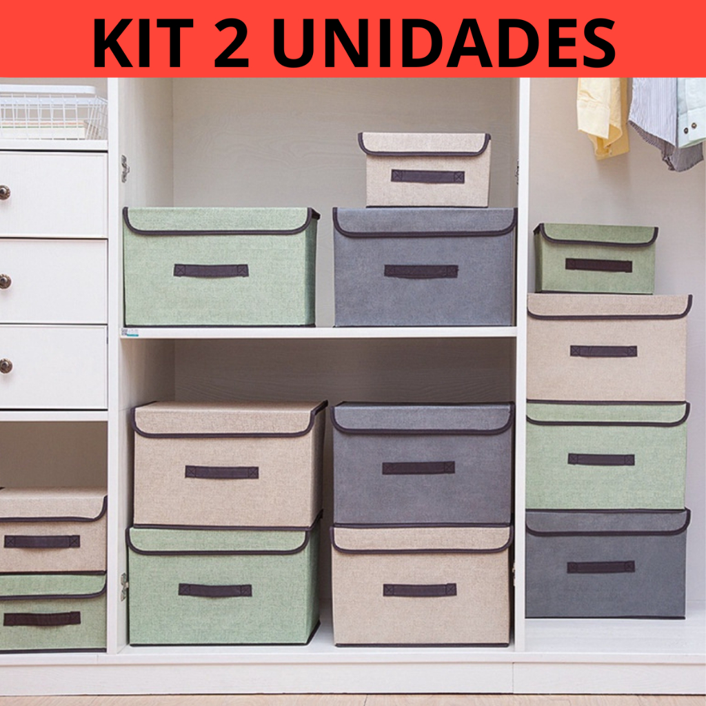 KIT 2 Caixas Organizadora Dobrável Multiuso em TNT em Oferta na Shopee