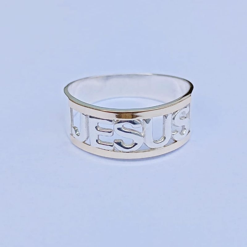 ANEL  DE JESUS - PRATA 950 - COM APLIQUE DE OURO 18K