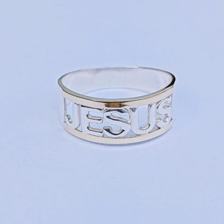 ANEL  DE JESUS - PRATA 950 - COM APLIQUE DE OURO 18K