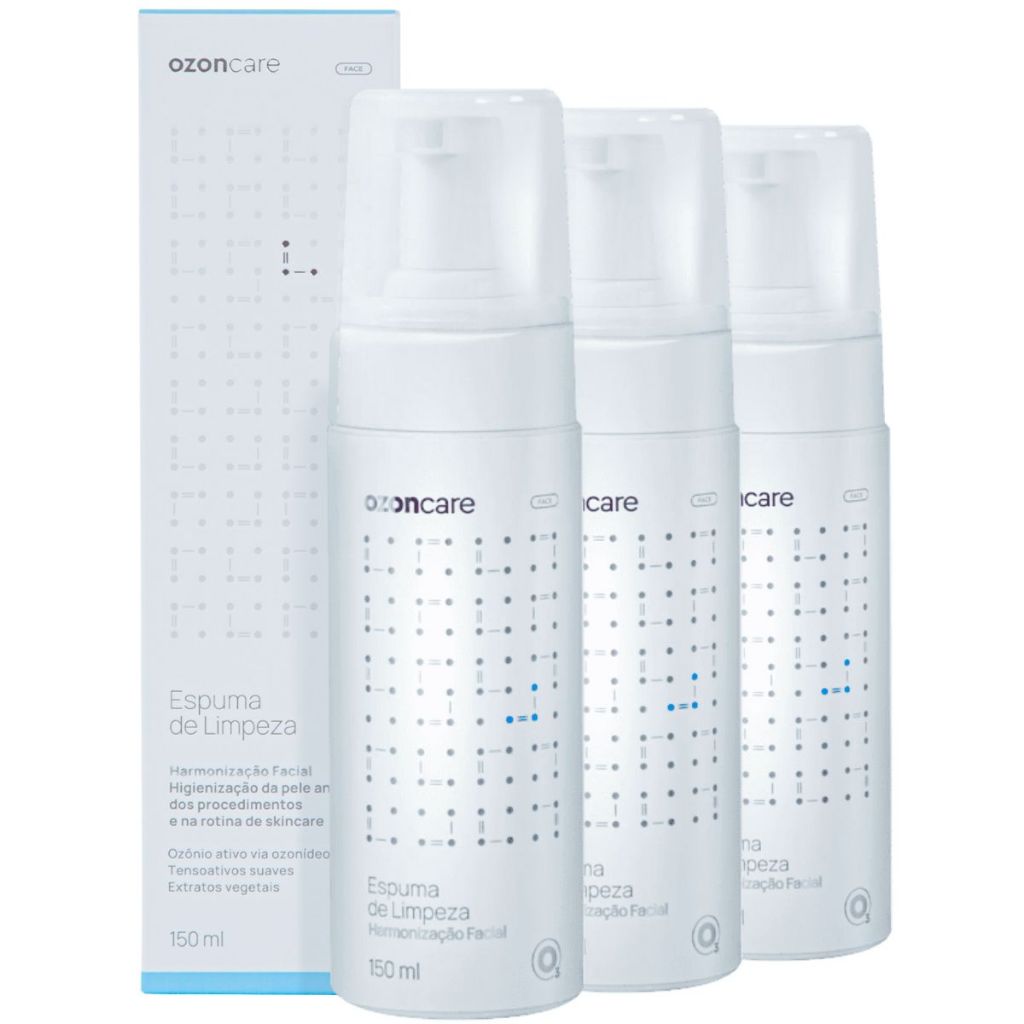 Kit 3 Espuma de Limpeza Fácil 150ml Harmonização Facial - Ozoncare