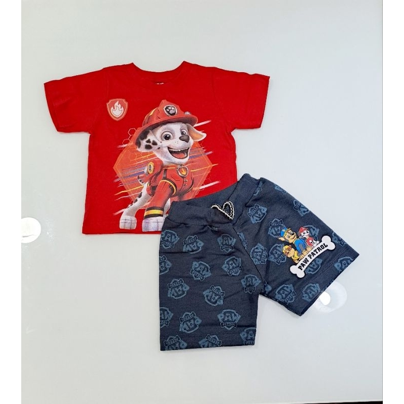 conjunto menino patrulha canina com shorts e camiseta tam 2 ao 8