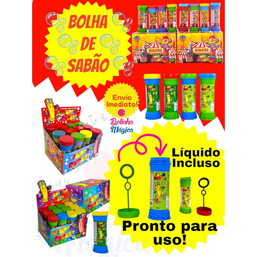 24 Bolha De Sabão Para kit Festa Lembracinha Aniversario Prenda Criança Quermesse novo em Oferta na Shopee