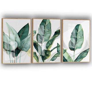 Quadro Decorativo Folhagem Folhas Verdes Trio Costela Hall em Oferta na Shopee