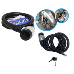 Trava de Moto Bicicleta Com Cabo de Aço Encapado 24mm x 1.20cm Cód. Tm3003 Tmac