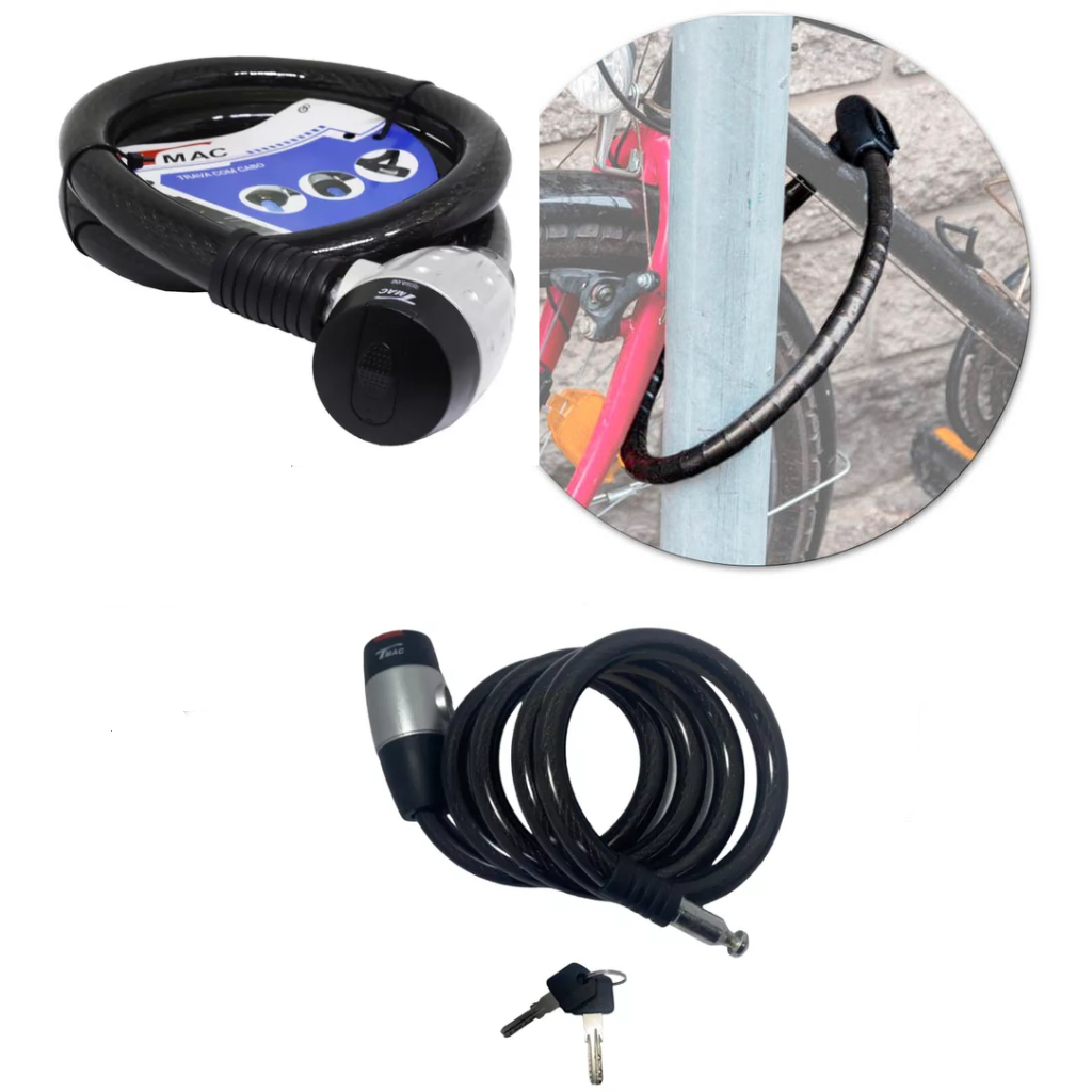 Trava de Moto Bicicleta Com Cabo de Aço Encapado 24mm x 1.20cm Cód. Tm3003 Tmac — imagem 2 de 2