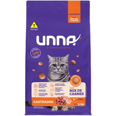 GRANEL DE RAÇÃO Unna Gatos  CASTRADOS  SABOR MIX DE CARNES 1 kg