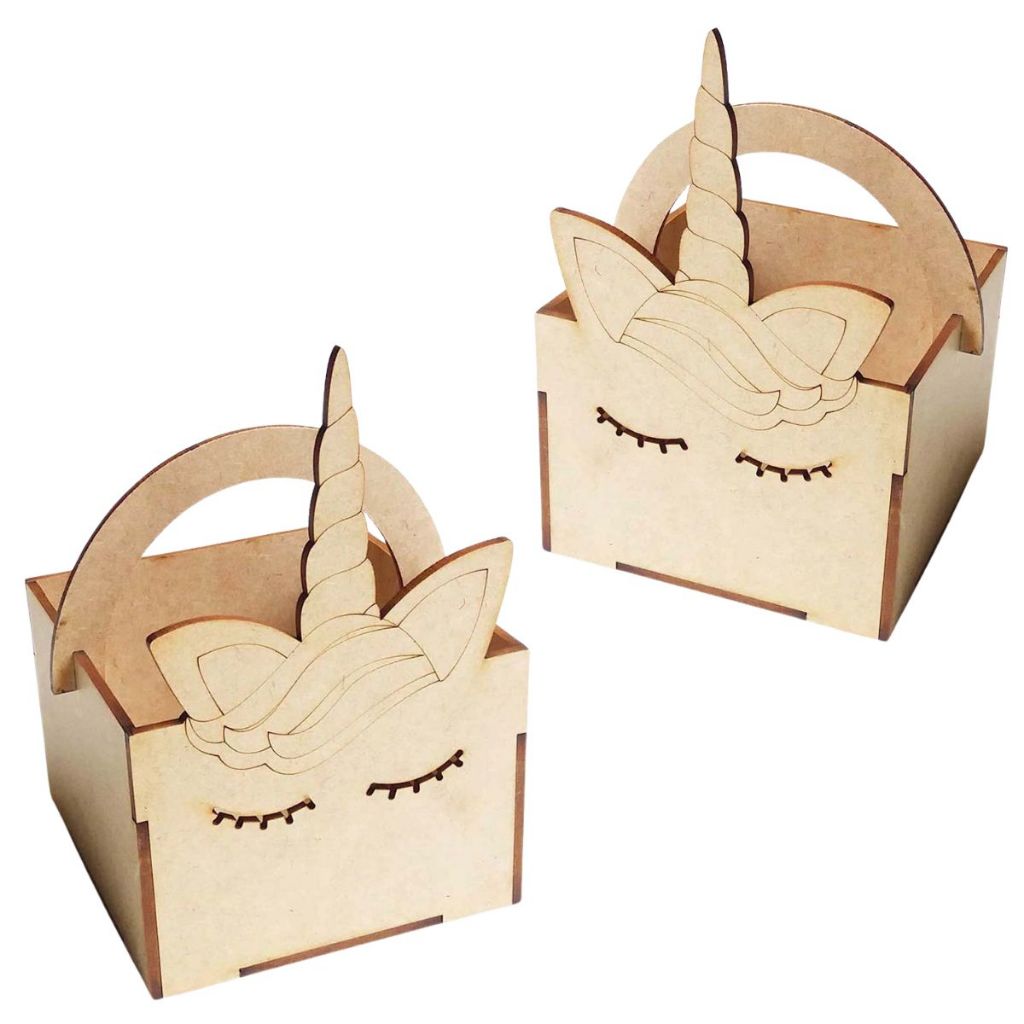 Kit 10 cestinha mini cachepot potinho 11x16 cm mdf cru unicornio lenbrancinha festa aniversario