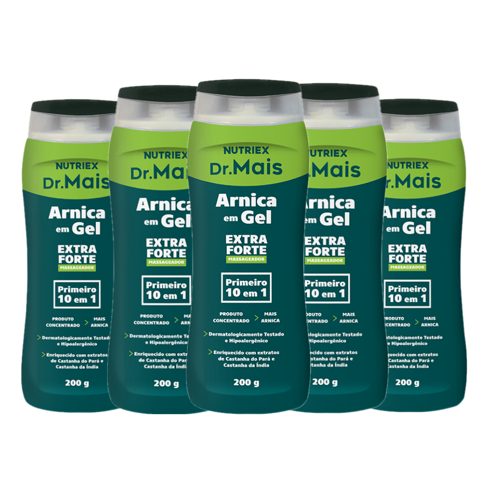 Kit 5 Gel Arnica Massagem Refrescante Relaxante Extra Forte Dr. Mais 200ml Nutriex em Oferta na Shopee