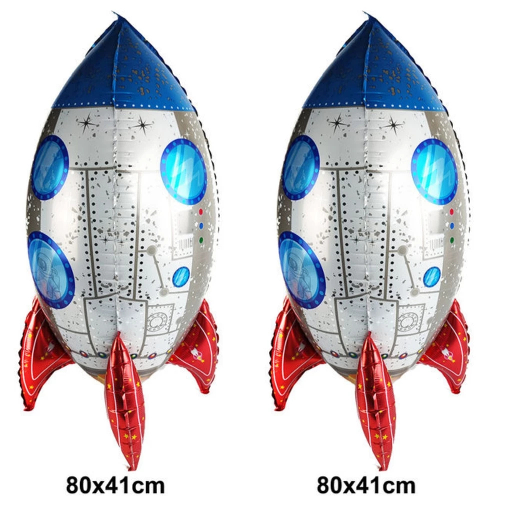 KIT COM 2/4/6 Balão Foguete GRANDE 4d Metalizado 41x81cm Festa Decoração Astronauta em Oferta na Shopee