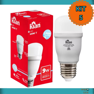 Kit 5 Lâmpada Mini T Especial LED 9w Luz Branca Fria Abajur em Oferta na Shopee