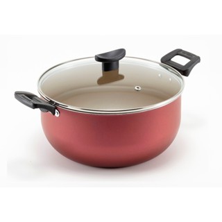 Panela grande 24cm robusta teflon antiaderente + tampa de vidro inquebrável caçarola