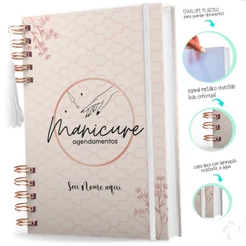Agenda Manicure e Pedicure 2027 Personalizada Com Nome e Capa Dura