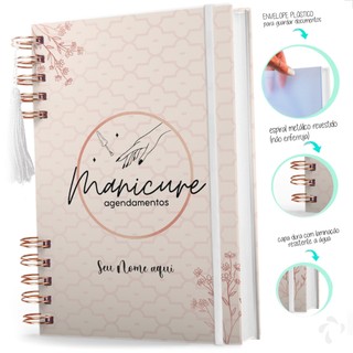 Agenda Manicure e Pedicure 2027 Personalizada Com Nome e Capa Dura