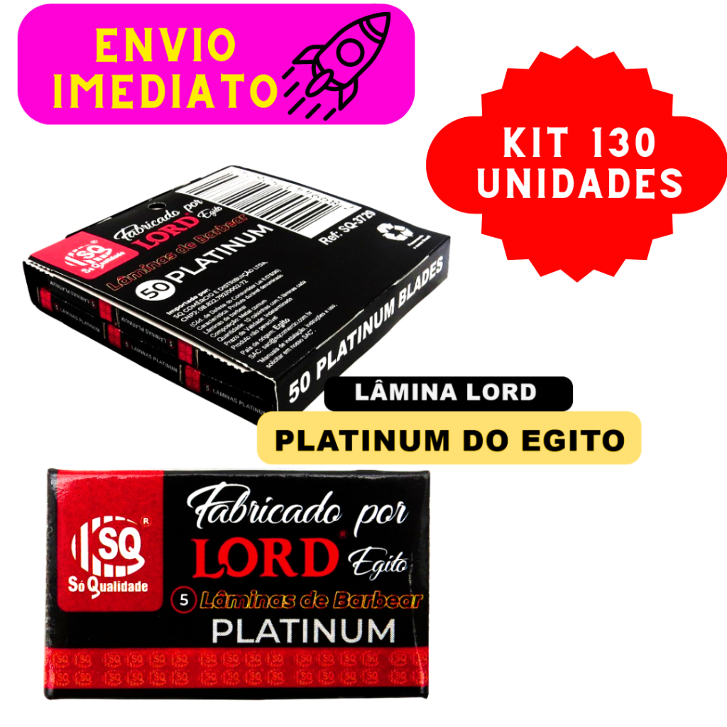 Kit 130 Lâminas Lord Platinum de Alta Qualidade Lâminas Afiadas Aço Inoxidável Barbeiro Profissional
