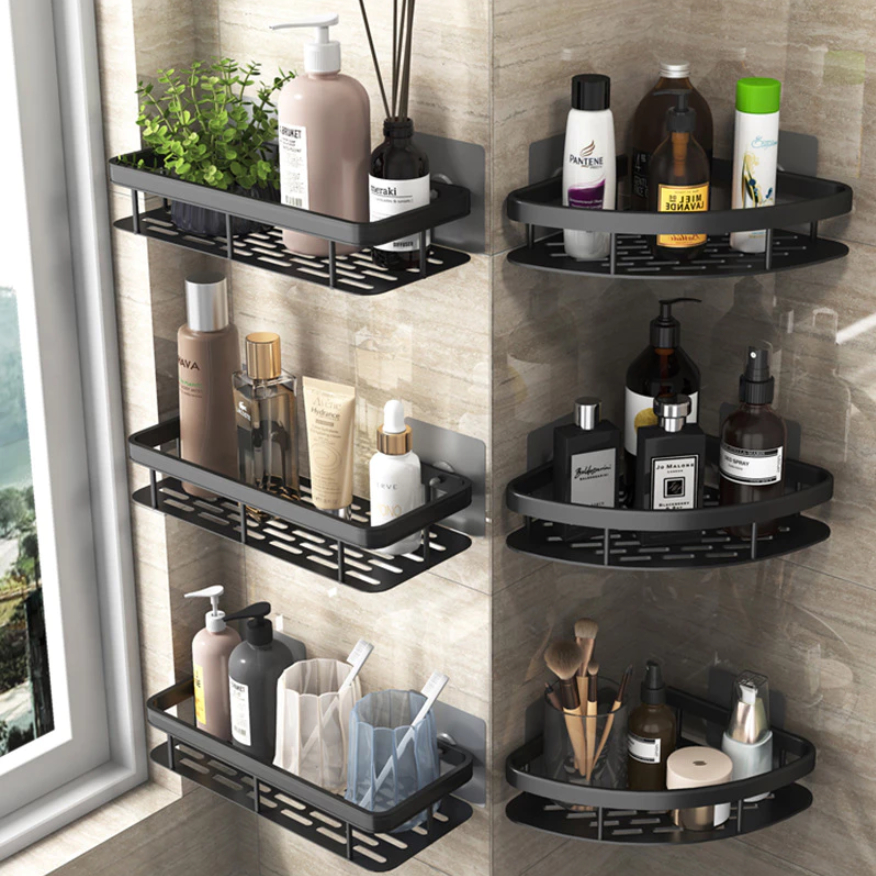 Suporte de Shampoo Sem Furo Prateleira de Banheiro Retangular ou Triangular LR-0192