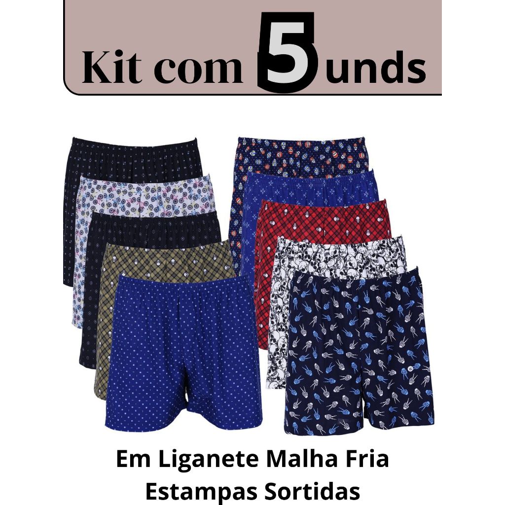 Kit 5 Short Samba Canção Masculino em Malha Premium Bem Grandão!!!!