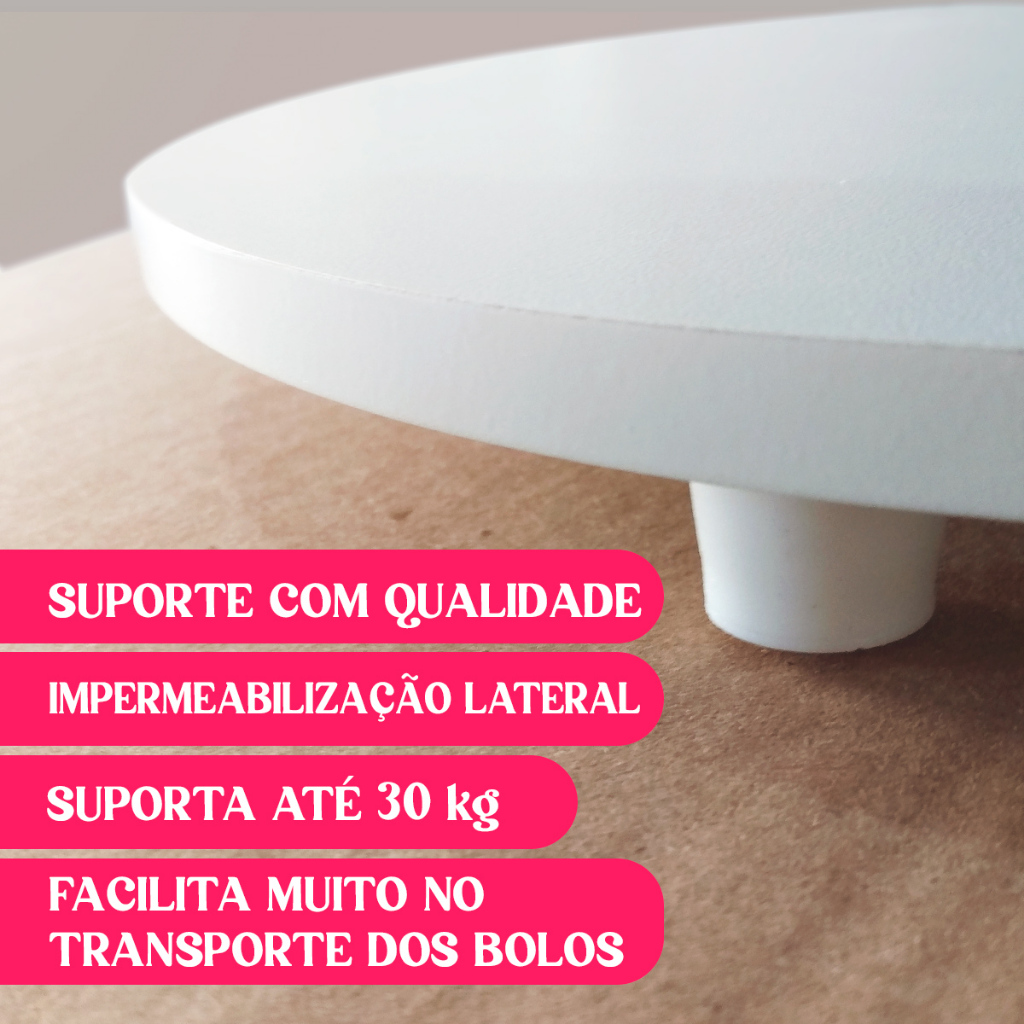 Tabuleiro 40cm MDF 9mm Redondo Tábua Para Bolo Confeitaria