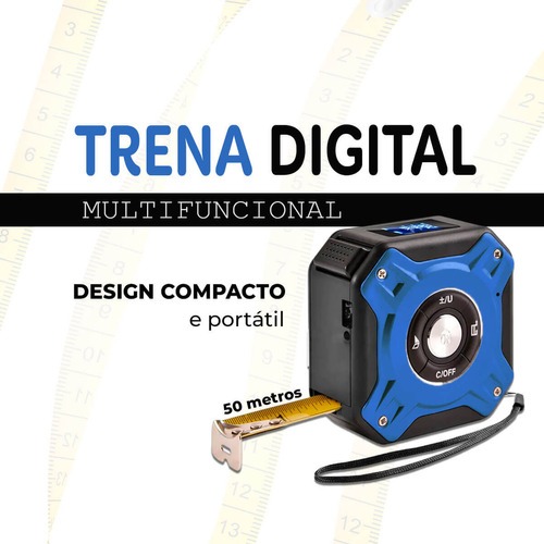 Trena Digital Com Laser 50 Metros De Distancia Visor LCD Multifuncional Medição, Área e Volume Exbom