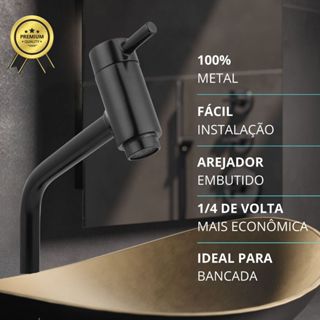 Torneira Cuba Link Banheiro Lavatório Luxo Bica Baixa Metal Preta em Oferta na Shopee
