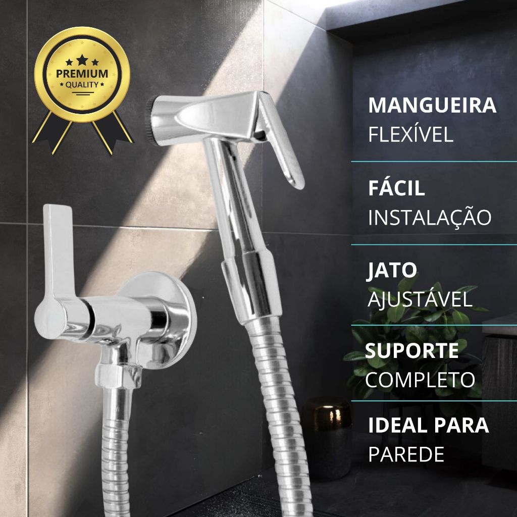 Ducha Higiênica Banheiro Completa Luxo Metal Cromado 1,20m Chuveirinho Privada em Oferta na Shopee