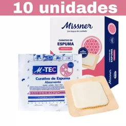 Curativo de Espuma Absorvente com Silicone Borda Adesiva 10x10cm Missner - 10 Unidades