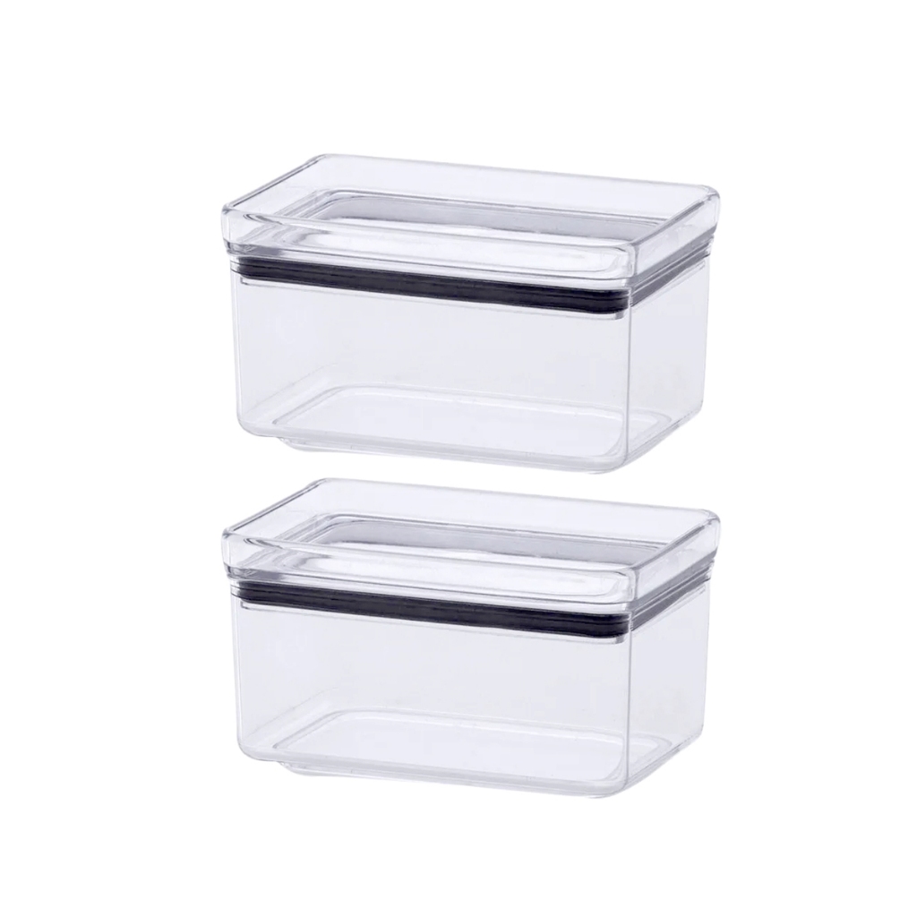 Kit Pote Recipientes Hermético Mantimentos Acrílico 580 ML Transparente Alimentos Empilhável Arroz Feijão
