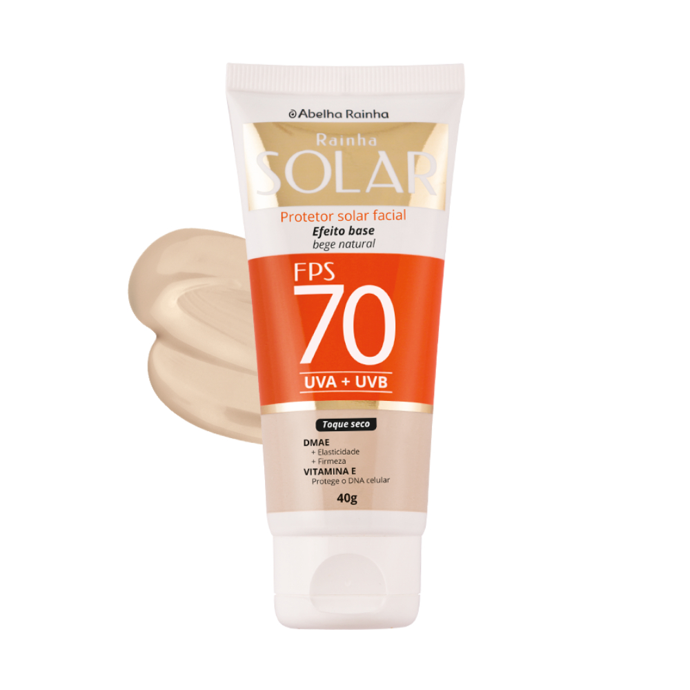 Protetor Solar Facial FPS 70 Base Bege Natural 40g abelha rainha