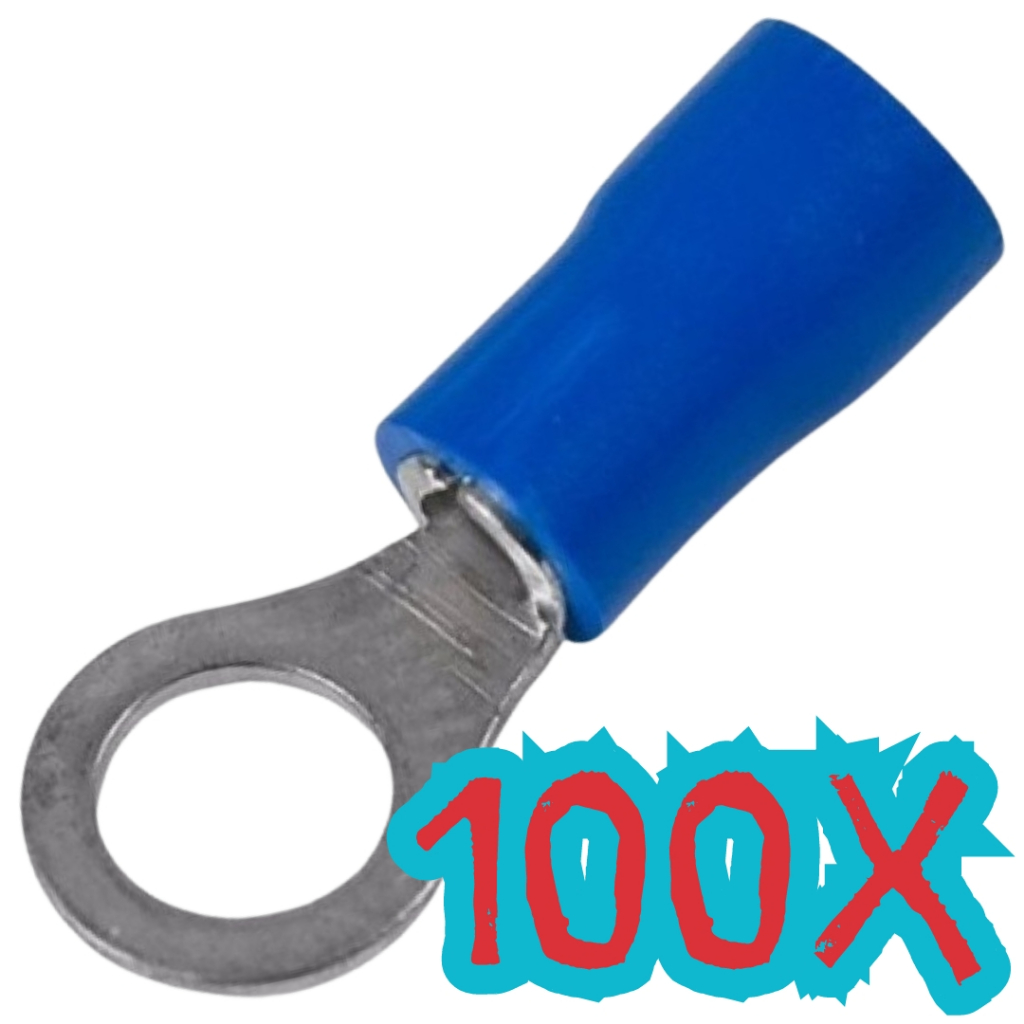 100X Terminal Pre Isolado Olhal 2,5mm Azul Rv2-5 C/ (100pçs) em Oferta na Shopee