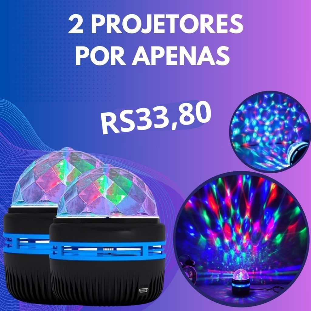 KIT 2 Projetor Luminária Prisma Abur Infantil, Iluminação Colorida Decoração Para Casa, Quarto USB