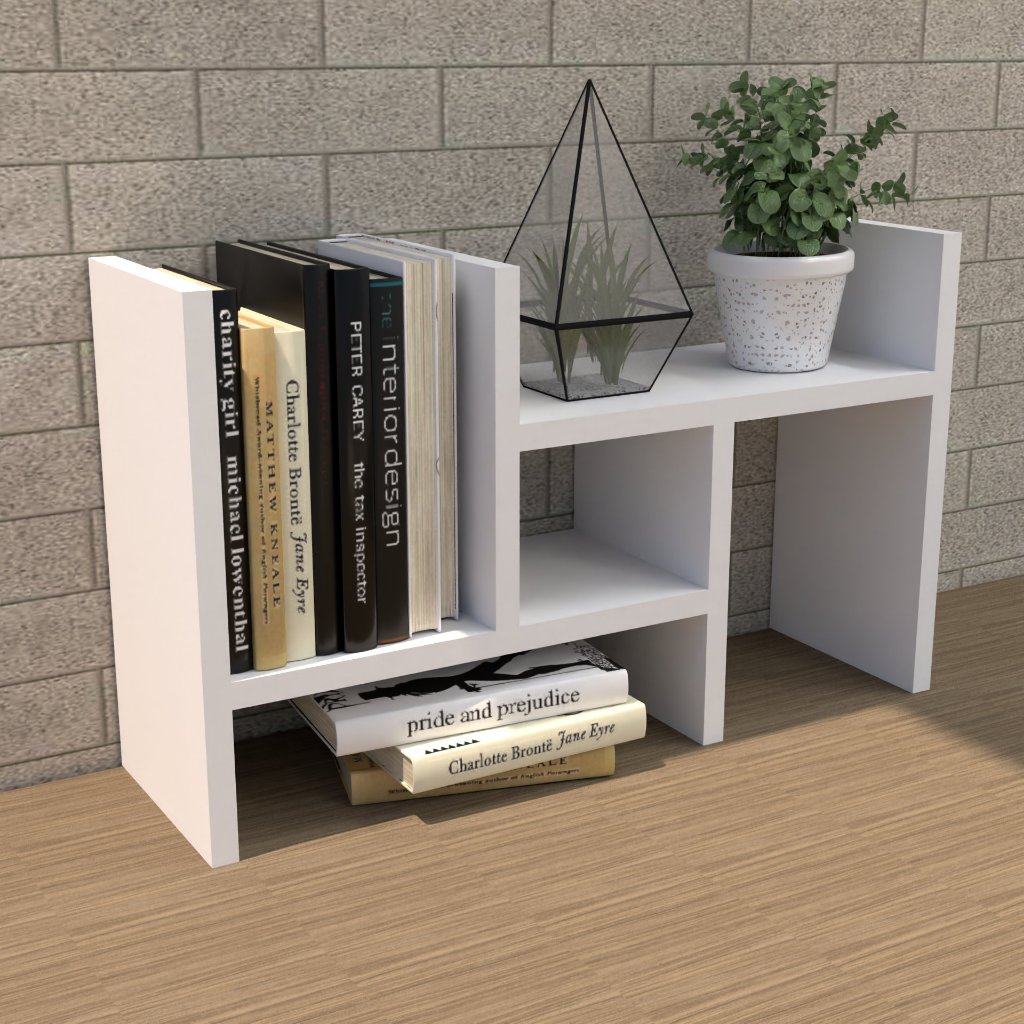 Nicho Organizador Ajustável de mesa MDF branco p/ livros escritórios home office