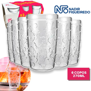 Kit Jogo 6 Copos Aurora SM Nadir 270ml Conjunto 6 peças Bebidas Vidro Temperado Transparente Nadir em Oferta na Shopee