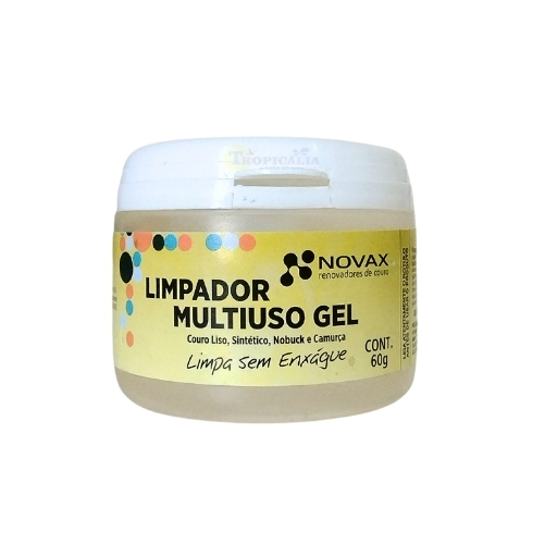 Limpador multiuso gel 60g Novax, couro liso, nobuck, camurça, sintético, bolsa, sapato, jaqueta