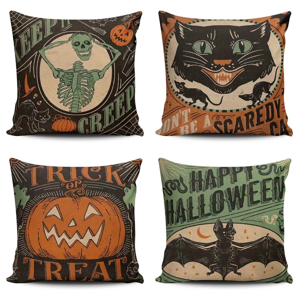 Kit 4 Capas de Almofada 45X45 Temáticas Oxford Enfeite Halloween Dia das Bruxas em Oferta na Shopee