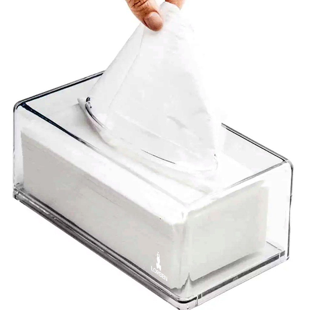 Porta Lenços Máscara Papel Interfolha Caixa Acrílico Cristal Transparente Lorben em Oferta na Shopee