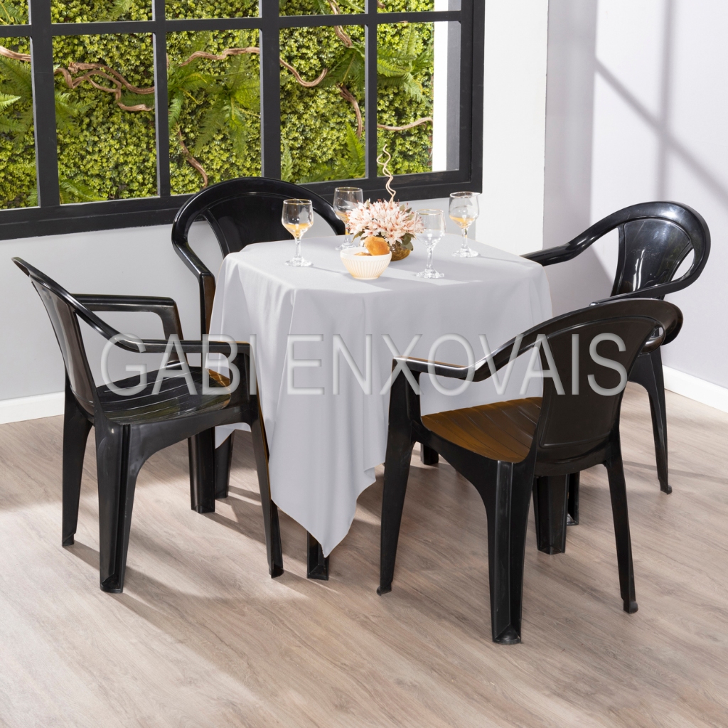 Toalha  de Mesa 4 Cadeira Buffet Festa Casamento Cor Branco