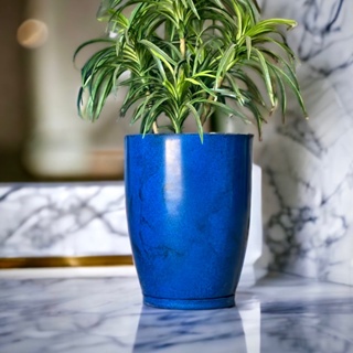 Vaso para plantas polietileno espelhado liso Paris n2 com prato coletor