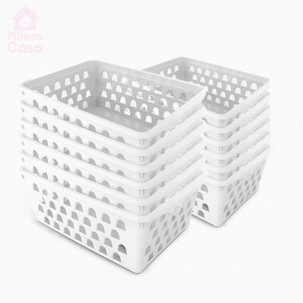 Kit 10 Cestos Organizadores BrancoPara Organizar Gaveta de Bebê, Geladiera, Armários e Mais