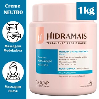 Creme Hidramais Neutro para massagem corporal 1kg Original hidrante vitamina E Produto profissional  Modelador promoção em Oferta na Shopee