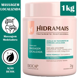 Creme para Massagem Localizada Hidramais 1kg redução celulite e gordura localizada promoção hidratante corporal estrias em Oferta na Shopee