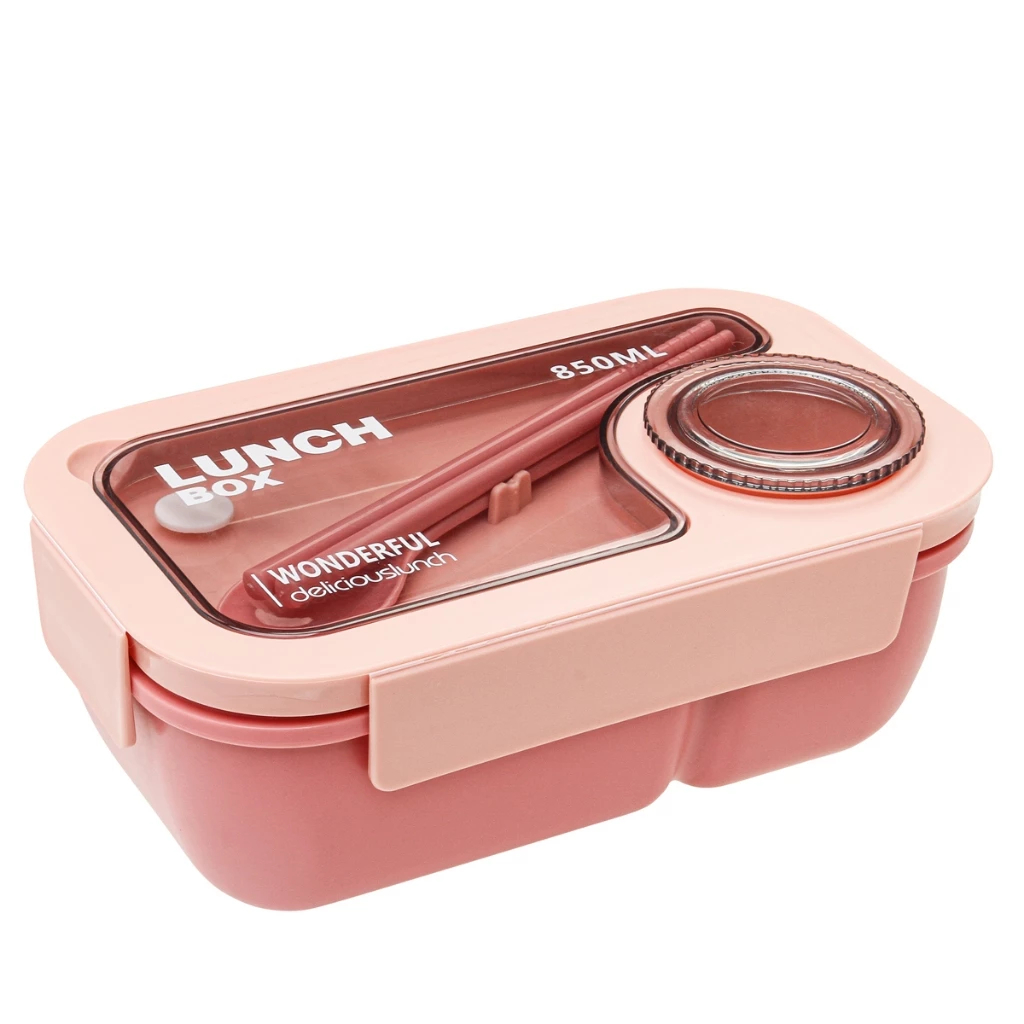 Marmita com Divisórias para Microondas 1100ml Trava Hermética Lancheira LUNCH BOX espaço p/ tempero