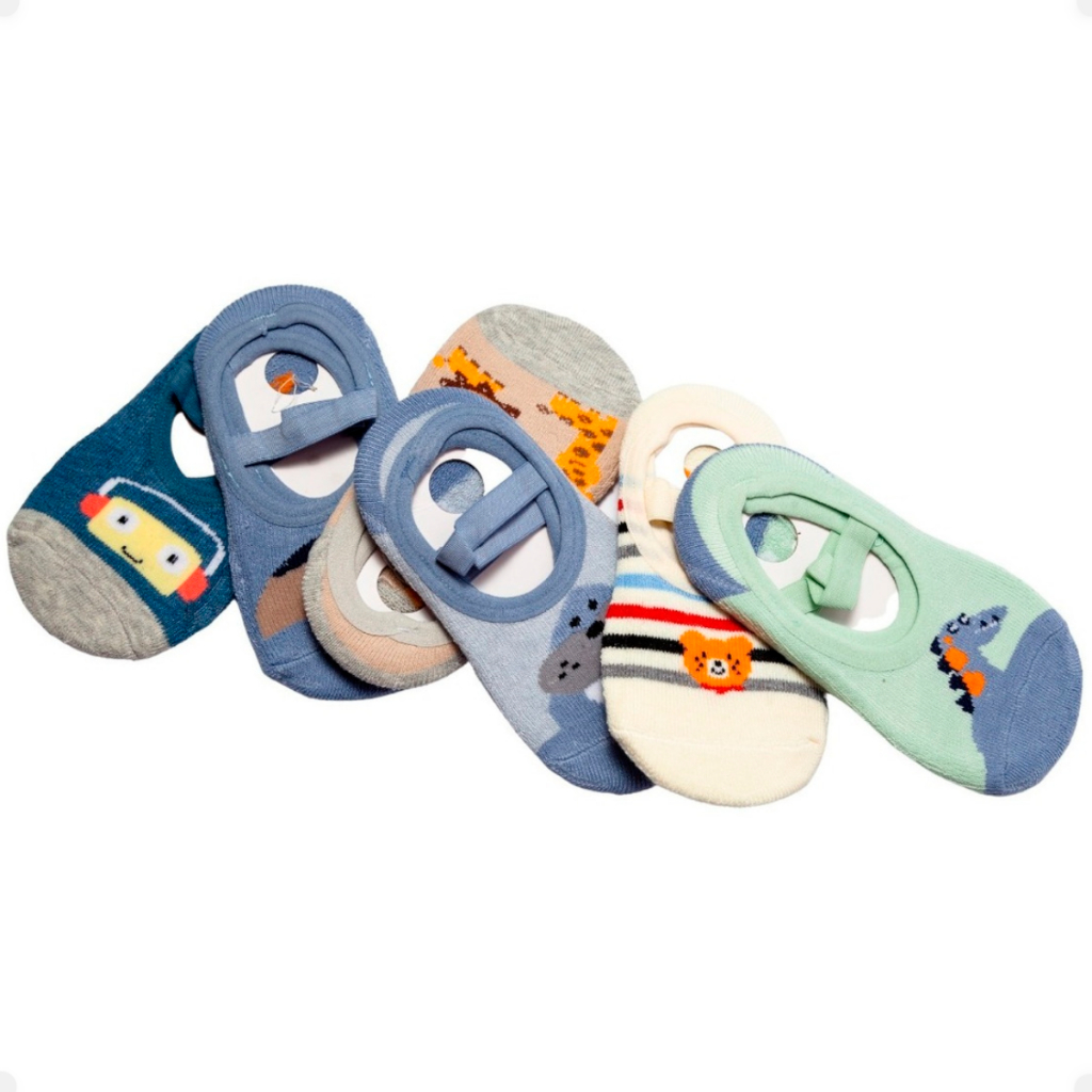 Pares Meia Sapatilha Menino Antiderrapante Infantil 0 até 10 anos Pilates Não Escorrega em Oferta na Shopee