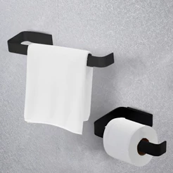 Kit Acessorios Para Banheiro Preto Fosco 2 Peças