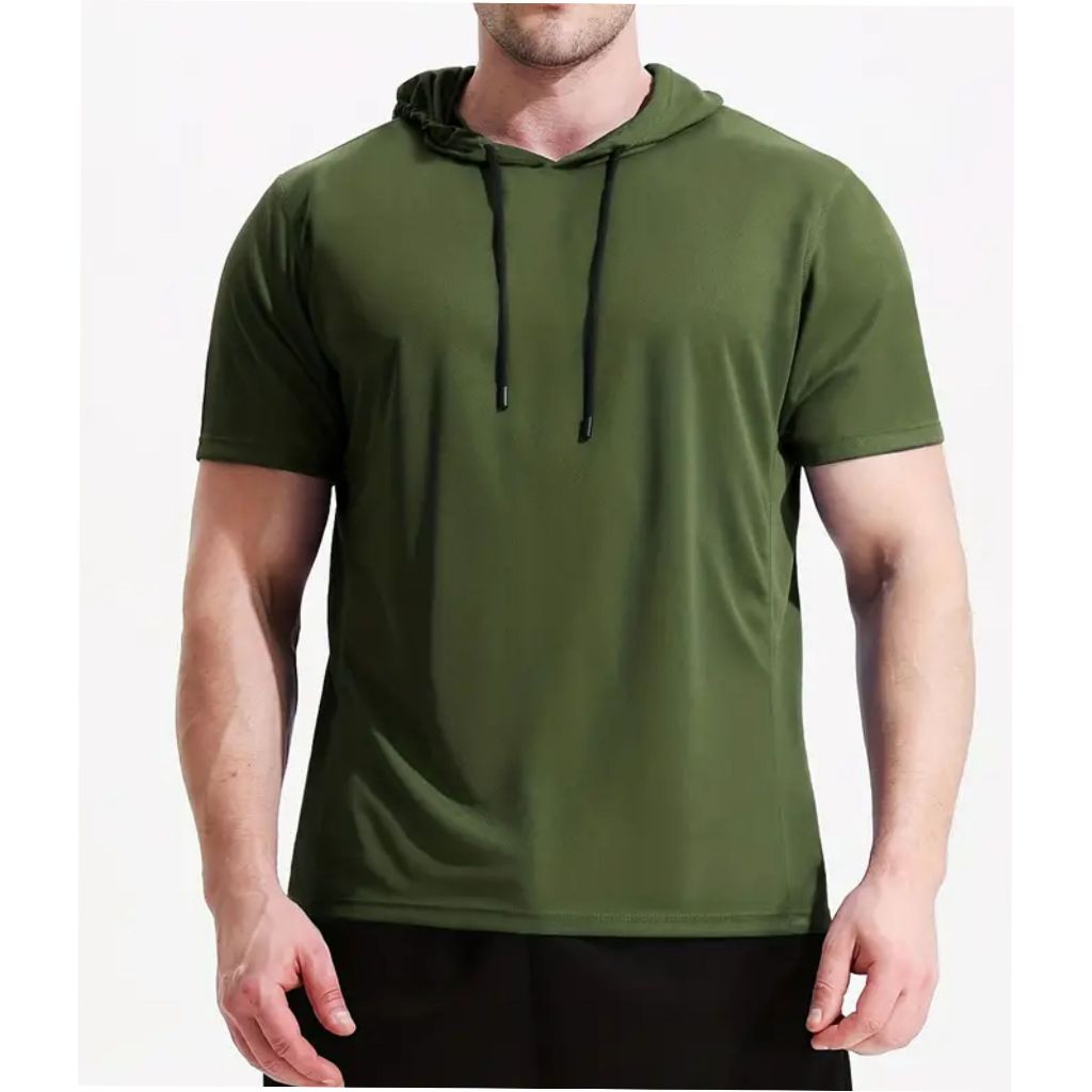 Camiseta Manga Curta com Capuz e cordão Malha 100% Algodão fio 30.1