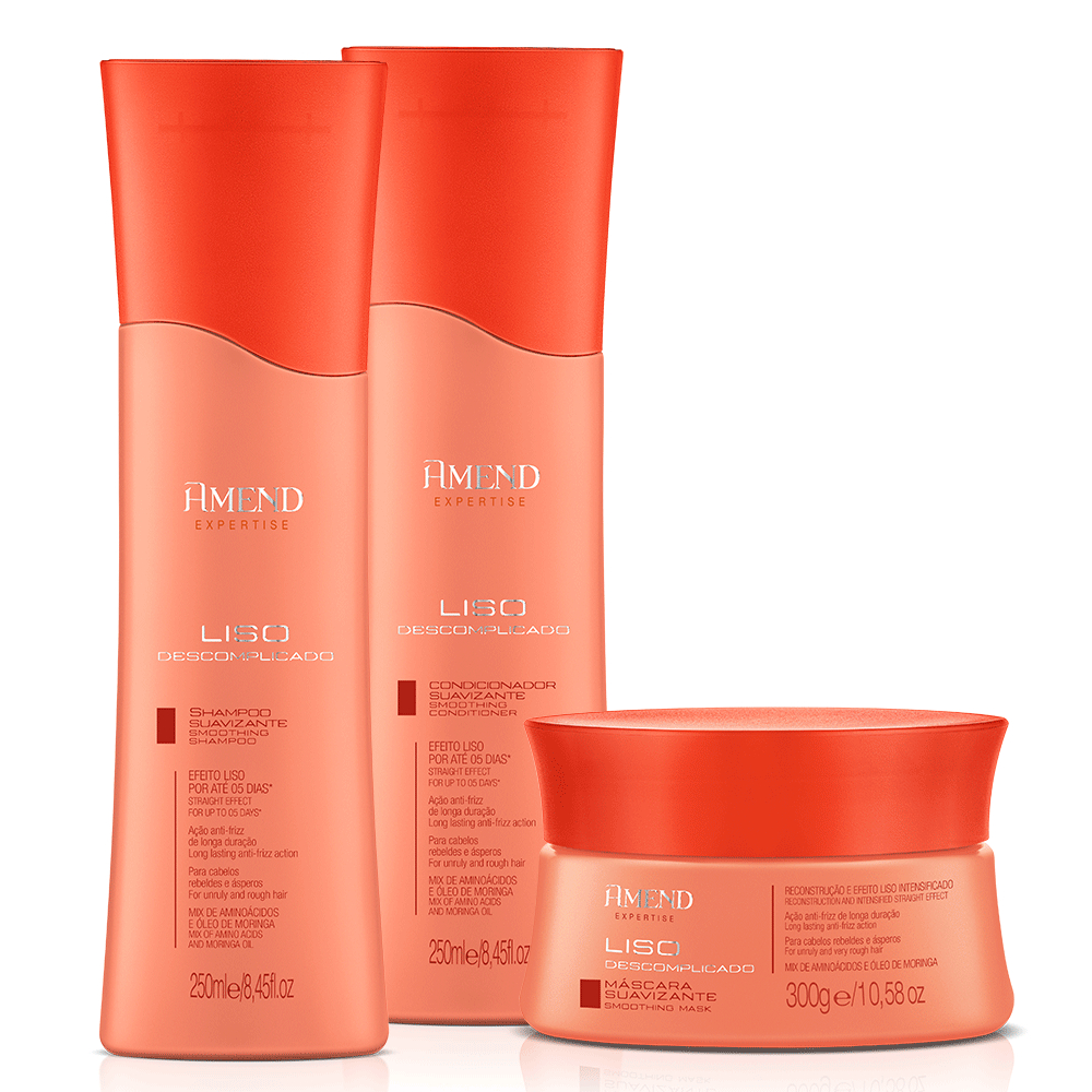 Amend Kit Liso Descomplicado Shampoo e Condicionador 250ml + Máscara 300g - Beauty