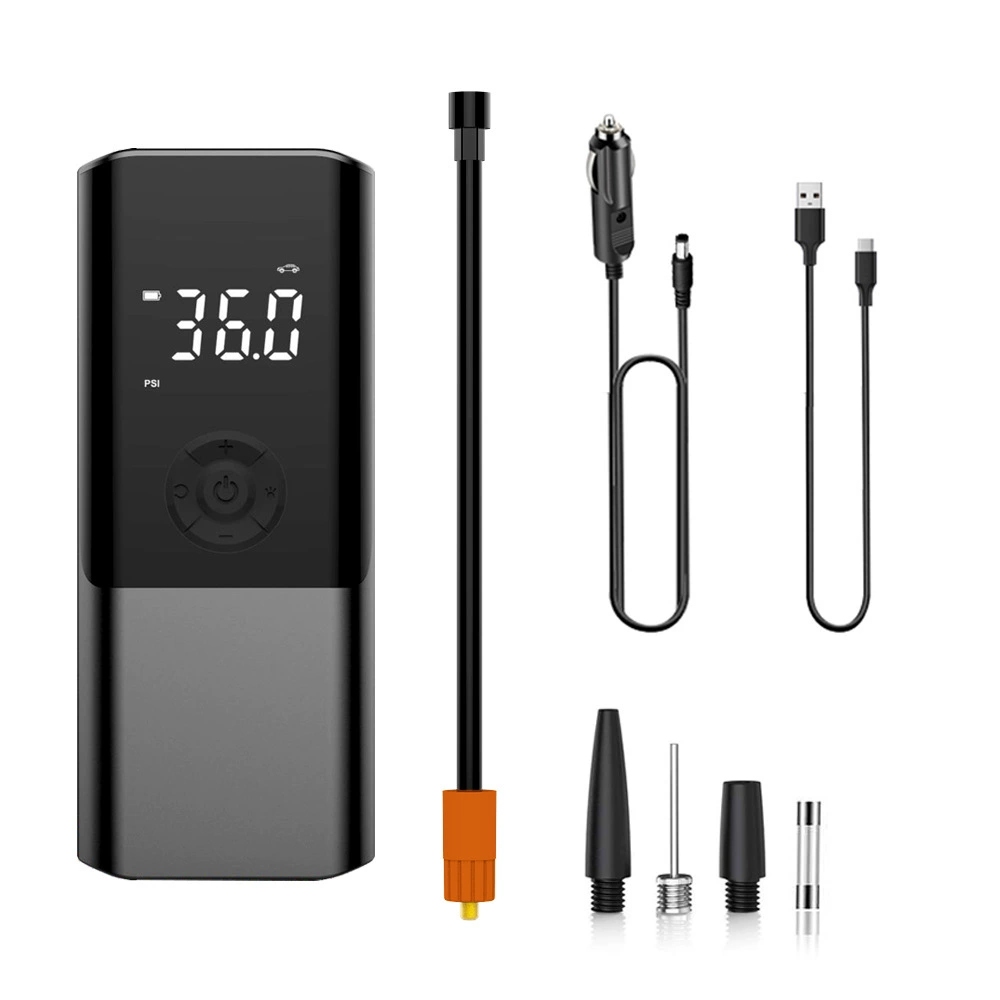 Mini Compressor Ar Portatil Recarregavél Digital USB Calibrador Pneu Contém 8 peças Envio Imediato